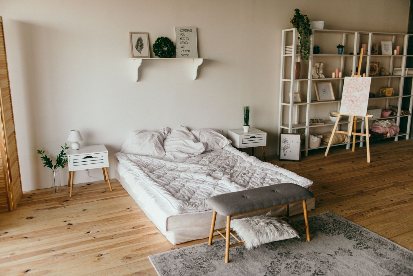 Elegant Warsaw apartment interior with warm neutral palette